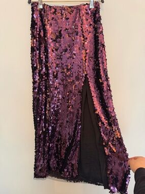 Free People Purple Sequin Split Maxi Skirt